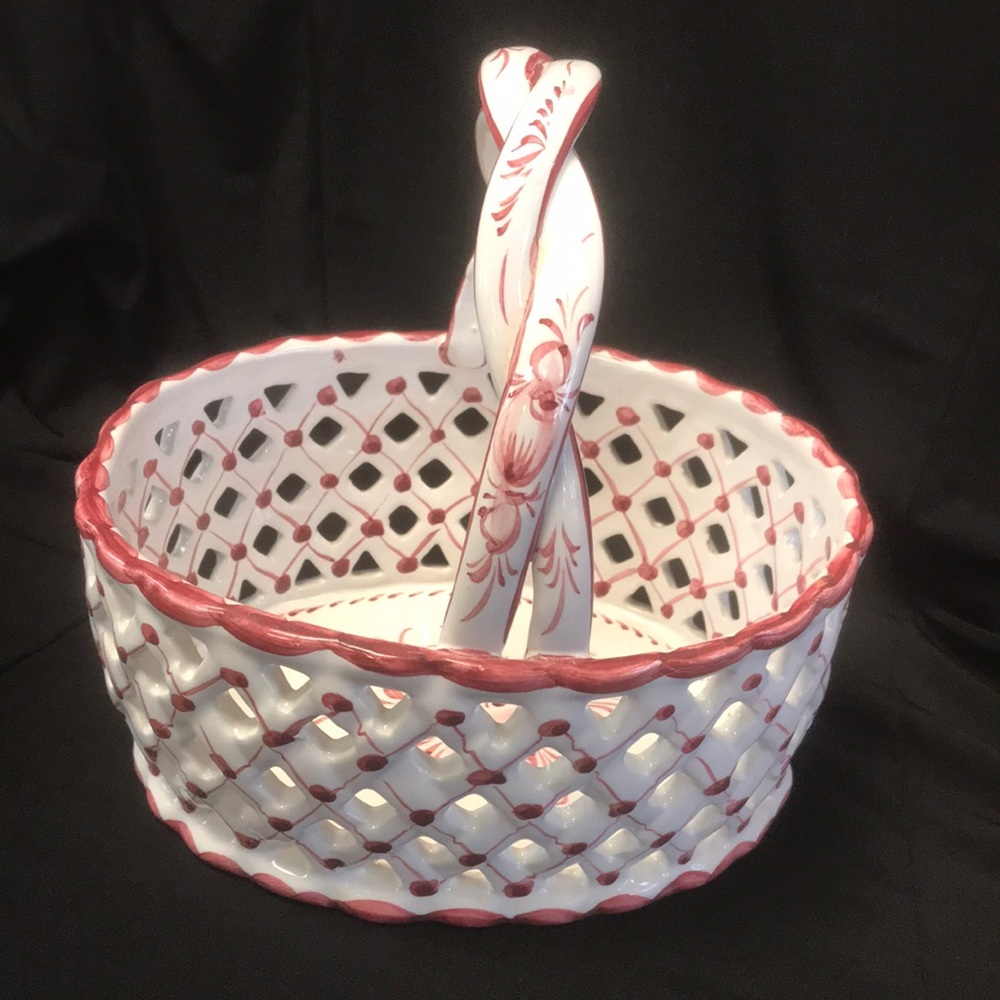 Handpainted Lattice Basket Made in Portugal